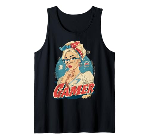 Pin-Up-Vibes im Retro-Stil für Gamer-Mädchen Tank Top von Pixel Princess Arcade Aesthetic Co.