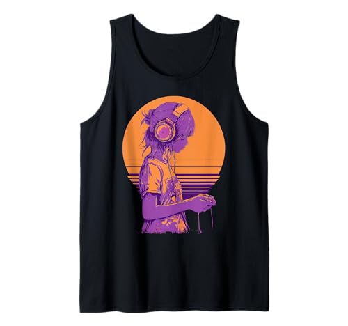 Retro-Anime-Gamer-Mädchen Tank Top von Pixel Pulse Anime Arcade Collective