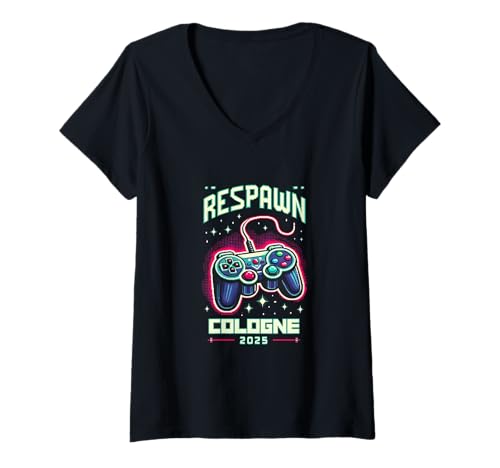 Damen Respawn in Köln 2025 | Gamer Mode aktiviert T-Shirt mit V-Ausschnitt Damen Respawn in Köln 2025 | Gamer Mode aktiviert T-Shirt mit V-Ausschnitt von Pixel Respawn Gear