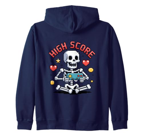 Halloween Skeleton Gamer Pixel Video Gaming Boys Men Kids Kapuzenjacke von Pixel Skeleton High Score For Spooky Halloween
