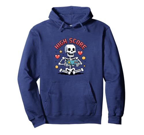 Halloween Skeleton Gamer Pixel Video Gaming Boys Men Kids Pullover Hoodie von Pixel Skeleton High Score For Spooky Halloween