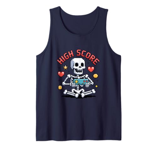 Halloween Skeleton Gamer Pixel Video Gaming Boys Men Kids Tank Top von Pixel Skeleton High Score For Spooky Halloween