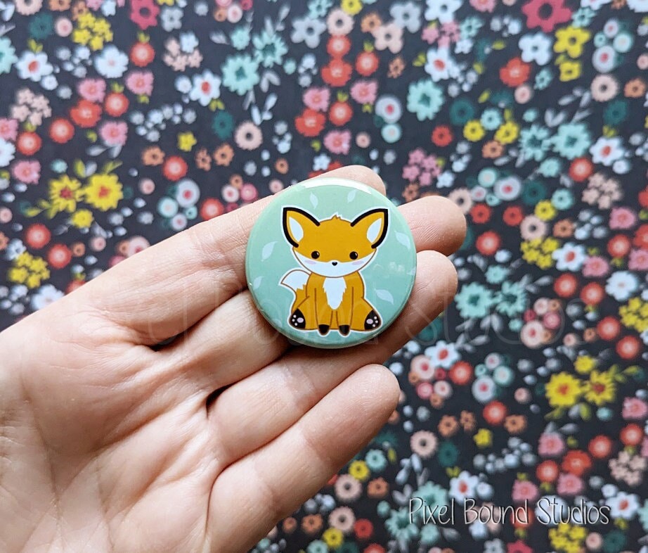 Chibi Süßer Fuchs Baby Animal Art 1, 5 Inch Button von PixelBoundStudios