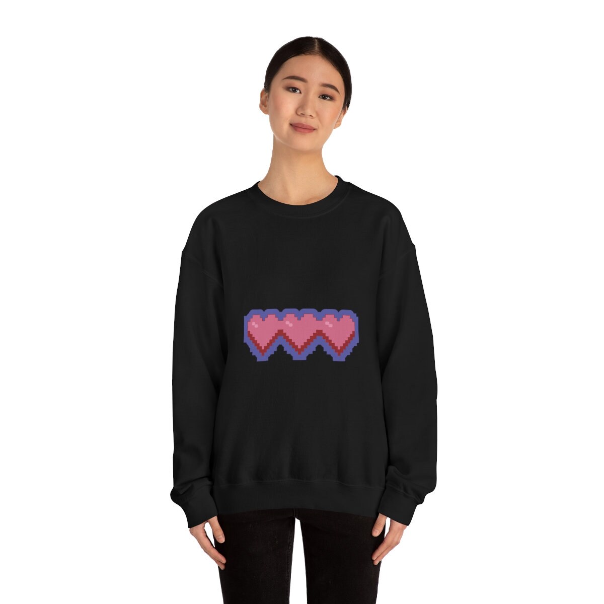 Gamer Hearts Print Retro Unisex Heavy Blend Crewneck Sweatshirt von PixelBrandDesigns