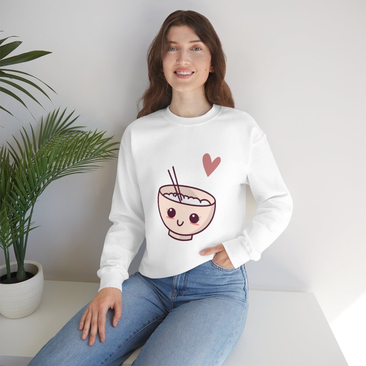 Kawaii Rice Bowl Sweater Loose Fit Unisex Heavy Blend Crewneck Sweatshirt Kawaii Rice Bowl Sweater Loose Fit Unisex Heavy Blend Crewneck Sweatshirt von PixelBrandDesigns