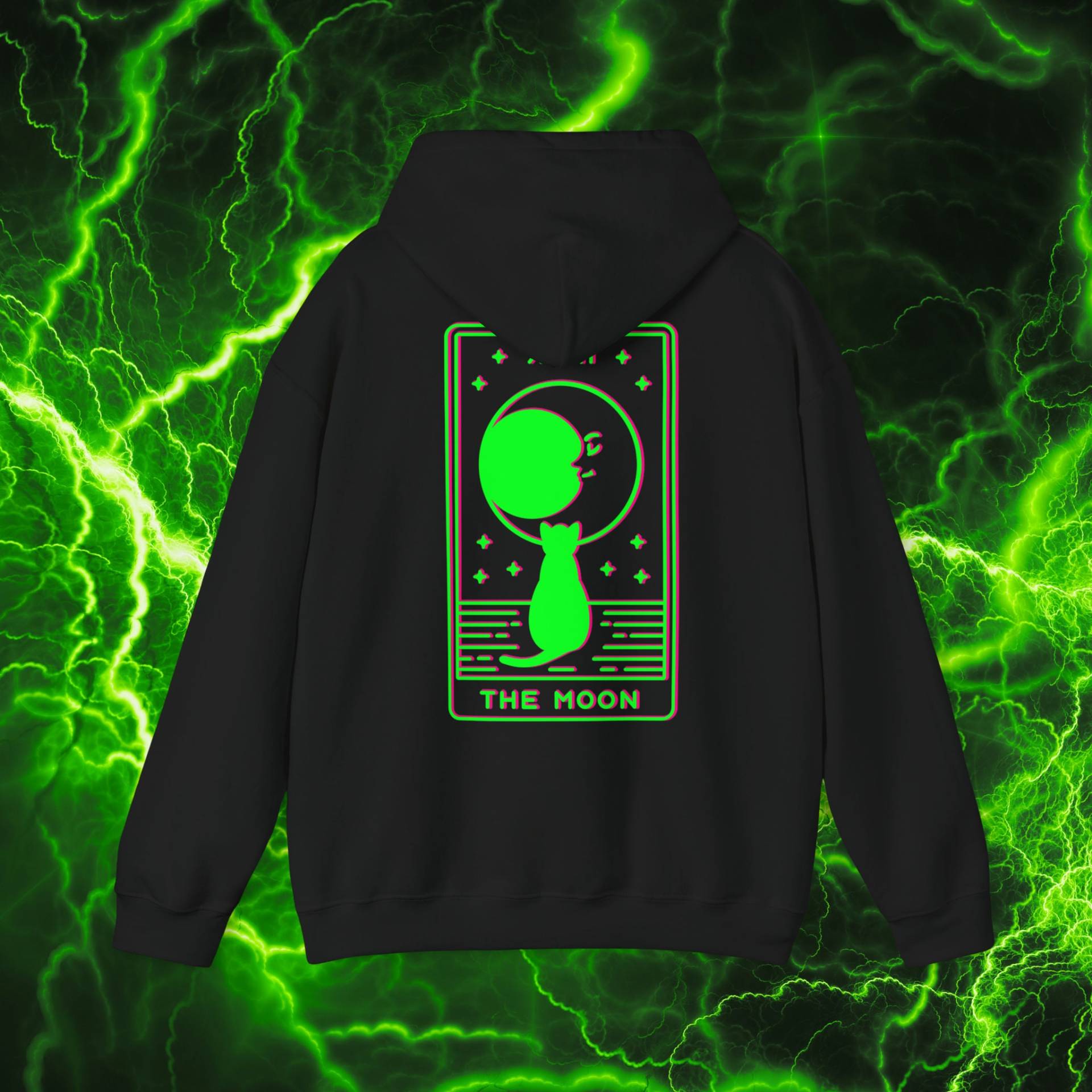 Moon Tarot Card Neon Hoodie - Unisex All Seeing Eye Spiritual Psychedelic Printed Front & Back Moon Tarot Card Neon Hoodie - Unisex All Seeing Eye Spiritual Psychedelic Printed Front & Back von PixelBrandDesigns