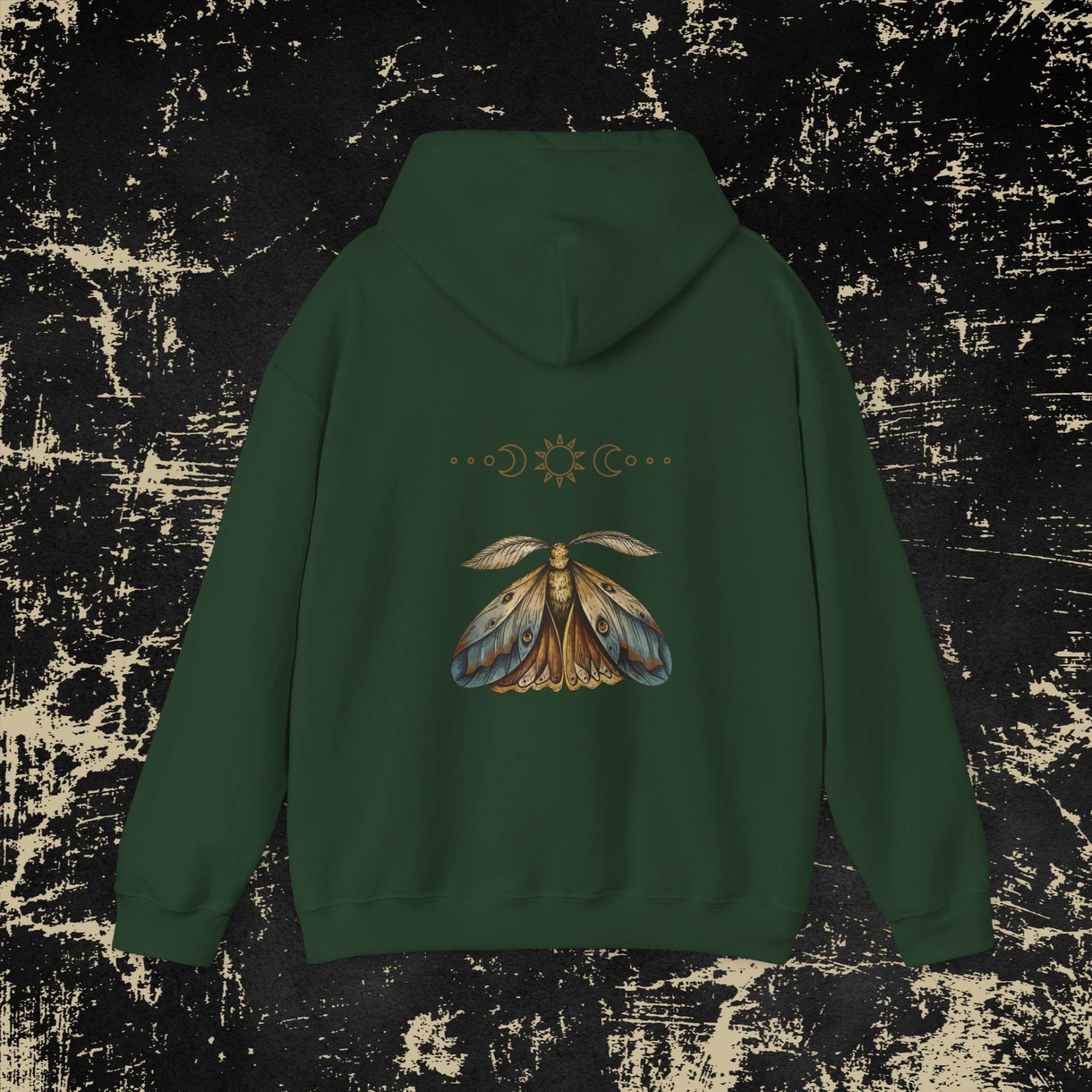 Spiritual & Witchy Moth/Butterfly Sun & Moon Unisex Hoodie - Boho Mystical Printed Front Back Forest Witch Hippie Spiritual & Witchy Moth/Butterfly Sun & Moon Unisex Hoodie - Boho Mystical Printed Front Back Forest Witch Hippie von PixelBrandDesigns