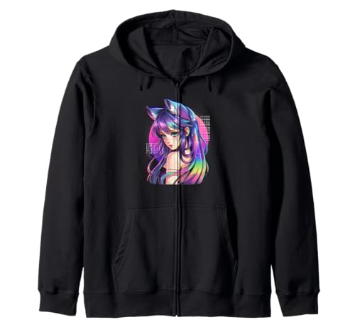 Fox Girl Aesthetic Vaporwave Fellkatzenohren im Anime-Design Kapuzenjacke Fox Girl Aesthetic Vaporwave Fellkatzenohren im Anime-Design Kapuzenjacke von PixelFur