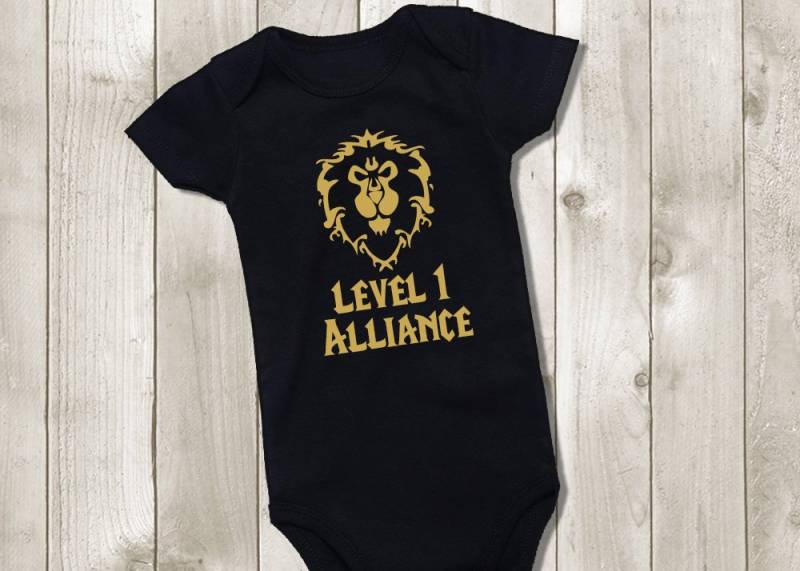 Level 1 Allianz Bodysuit - Future Baby Outfit World Of Warcraft Für Die Kleinkind Tshirt Jungen Oder Mädchen Unisex von PixelPerfectCS