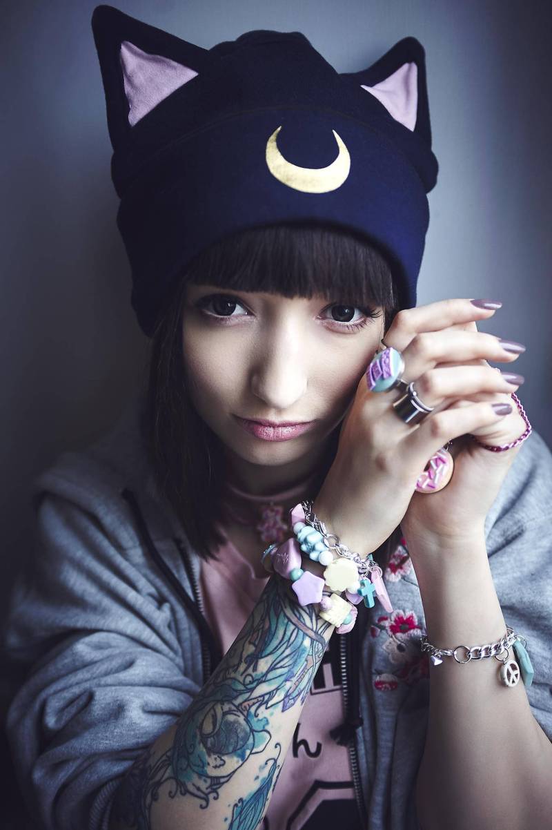 Schwarze Katze - Luna Beanie Käppchen Mit Katzenohren von PixelStrix