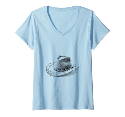 Damen Pixelierter Cowboyhut Retro für Gamer T-Shirt mit V-Ausschnitt Damen Pixelierter Cowboyhut Retro für Gamer T-Shirt mit V-Ausschnitt von Pixelated Cowboy Hat Design for Gamer