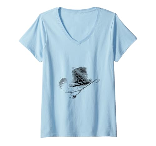 Damen Pixelierter Cowboyhut Retro für Gamer T-Shirt mit V-Ausschnitt Damen Pixelierter Cowboyhut Retro für Gamer T-Shirt mit V-Ausschnitt von Pixelated Cowboy Hat Design for Gamer