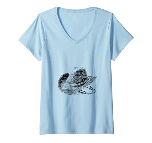 Damen Pixelierter Cowboyhut Retro für Gamer T-Shirt mit V-Ausschnitt von Pixelated Cowboy Hat Design for Gamer