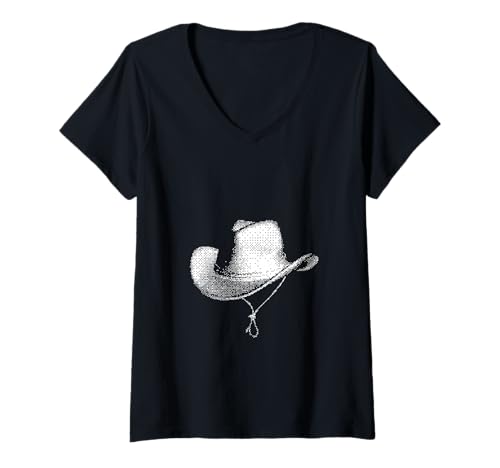 Damen Retro Cowboyhut Pixelated Wild West für Gamer T-Shirt mit V-Ausschnitt Damen Retro Cowboyhut Pixelated Wild West für Gamer T-Shirt mit V-Ausschnitt von Pixelated Cowboy Hat Design for Gamer