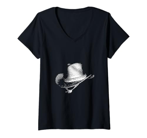 Damen Retro Cowboyhut Pixelated Wild West für Gamer T-Shirt mit V-Ausschnitt Damen Retro Cowboyhut Pixelated Wild West für Gamer T-Shirt mit V-Ausschnitt von Pixelated Cowboy Hat Design for Gamer