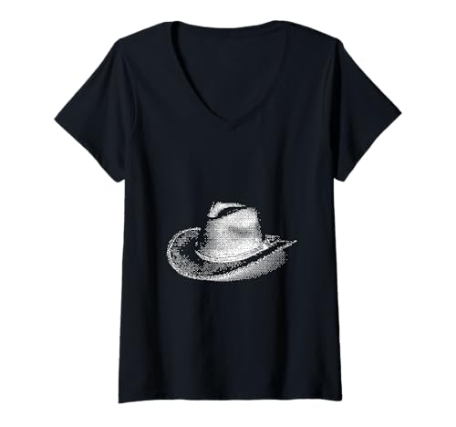 Damen Retro Cowboyhut Pixelated Wild West für Gamer T-Shirt mit V-Ausschnitt Damen Retro Cowboyhut Pixelated Wild West für Gamer T-Shirt mit V-Ausschnitt von Pixelated Cowboy Hat Design for Gamer