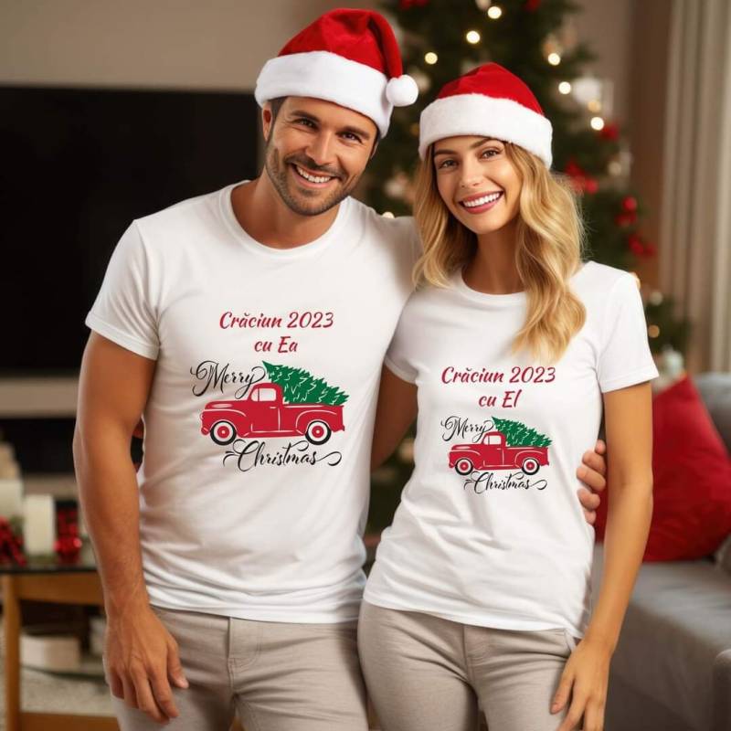 Paare Weiss Tshirt Weihnachten, Familien Erste Weihachten Weihnachtsbaum von Pixeltshirts
