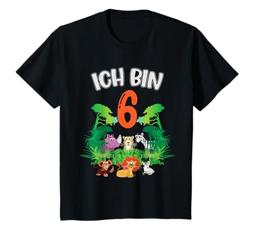 Kinder Ich bin 6 Jahr - Mädchen Junge Tiere 6. Geburtstag T-Shirt von Pixelz Design
