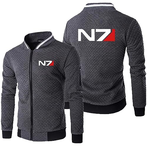 N.7 Cardigan Herren, Leichte Windbreaker Übergangsjacke Bomberjacke, Unisex Biker Sportjacke für Herbst-Grey||L von Pixen