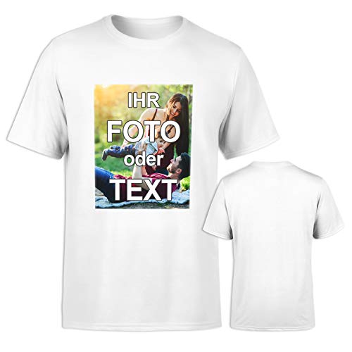 T-Shirt selbst gestalten * Weiß in 4XL * Bedruckt mit eigenem Foto Text Logo Name * ringgesponnene Baumwolle * viele Farben und Größen von PixiPrints.com