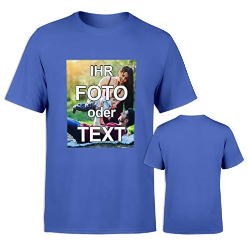 T-Shirt selbst gestalten * Blau in 3XL * Bedruckt mit eigenem Foto Text Logo Name * ringgesponnene Baumwolle * viele Farben und Größen von PixiPrints.com