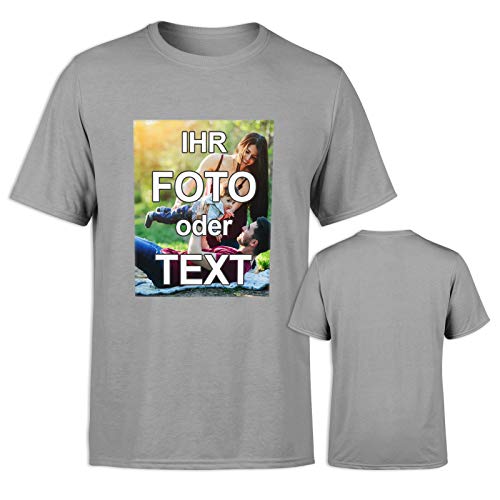 T-Shirt selbst gestalten * Grau in 3XL * Bedruckt mit eigenem Foto Text Logo Name * ringgesponnene Baumwolle * viele Farben und Größen von PixiPrints.com