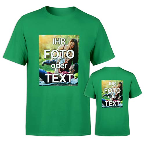 T-Shirt selbst gestalten * Grün in 3XL * wahlweise einseitig oder doppelseitig Bedruckt mit eigenem Foto Text Logo Name * ringgesponnene Baumwolle * viele Farben und Größen von PixiPrints.com