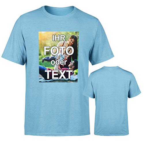 T-Shirt selbst gestalten * Hellblau in S * wahlweise einseitig oder doppelseitig Bedruckt mit eigenem Foto Text Logo Name * ringgesponnene Baumwolle * viele Farben und Größen T-Shirt selbst gestalten * Hellblau in S * wahlweise einseitig oder doppelseitig Bedruckt mit eigenem Foto Text Logo Name * ringgesponnene Baumwolle * viele Farben und Größen von PixiPrints.com