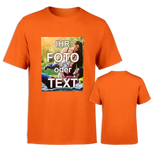 T-Shirt selbst gestalten * Orange in M * Bedruckt mit eigenem Foto Text Logo Name * ringgesponnene Baumwolle * viele Farben und Größen von PixiPrints.com