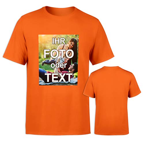 T-Shirt selbst gestalten * Orange in XL * Bedruckt mit eigenem Foto Text Logo Name * ringgesponnene Baumwolle * viele Farben und Größen von PixiPrints.com