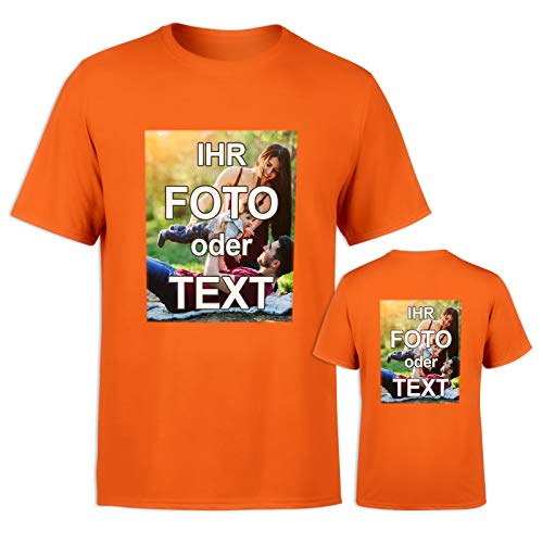 T-Shirt selbst gestalten * Orange in XL * wahlweise einseitig oder doppelseitig Bedruckt mit eigenem Foto Text Logo Name * ringgesponnene Baumwolle * viele Farben und Größen von PixiPrints.com