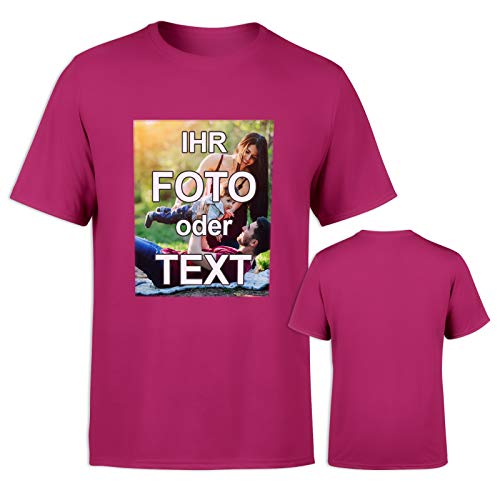 T-Shirt selbst gestalten * Pink in L * Bedruckt mit eigenem Foto Text Logo Name * ringgesponnene Baumwolle * viele Farben und Größen von PixiPrints.com