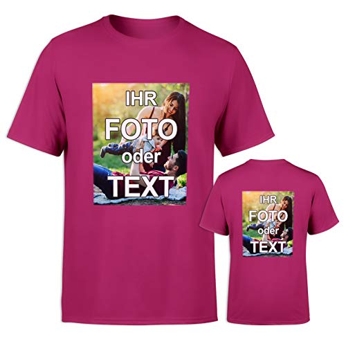 T-Shirt selbst gestalten * Pink in M * wahlweise einseitig oder doppelseitig Bedruckt mit eigenem Foto Text Logo Name * ringgesponnene Baumwolle * viele Farben und Größen von PixiPrints.com