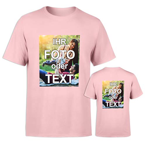 T-Shirt selbst gestalten * Rosa in L * wahlweise einseitig oder doppelseitig Bedruckt mit eigenem Foto Text Logo Name * ringgesponnene Baumwolle * viele Farben und Größen von PixiPrints.com