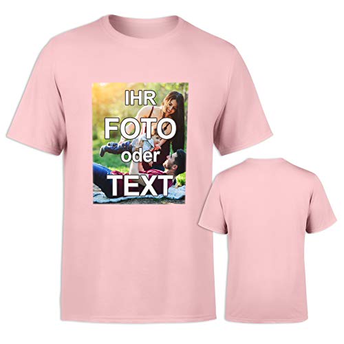 T-Shirt selbst gestalten * Rosa in XL * Bedruckt mit eigenem Foto Text Logo Name * ringgesponnene Baumwolle * viele Farben und Größen von PixiPrints.com