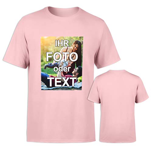 T-Shirt selbst gestalten * Rosa in XS * Bedruckt mit eigenem Foto Text Logo Name * ringgesponnene Baumwolle * viele Farben und Größen von PixiPrints.com