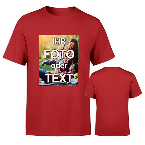 T-Shirt selbst gestalten * Rot in 4XL * wahlweise einseitig oder doppelseitig Bedruckt mit eigenem Foto Text Logo Name * ringgesponnene Baumwolle * viele Farben und Größen von PixiPrints.com