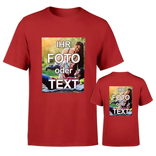 T-Shirt selbst gestalten * Rot in L * wahlweise einseitig oder doppelseitig Bedruckt mit eigenem Foto Text Logo Name * ringgesponnene Baumwolle * viele Farben und Größen von PixiPrints.com