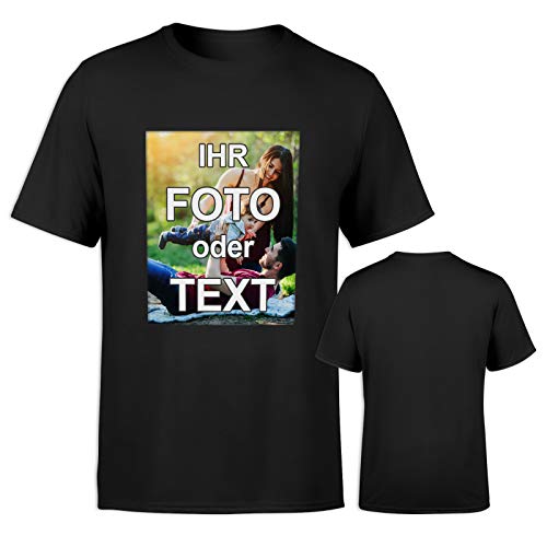 T-Shirt selbst gestalten * Schwarz in 3XL * Bedruckt mit eigenem Foto Text Logo Name * ringgesponnene Baumwolle * viele Farben und Größen von PixiPrints.com