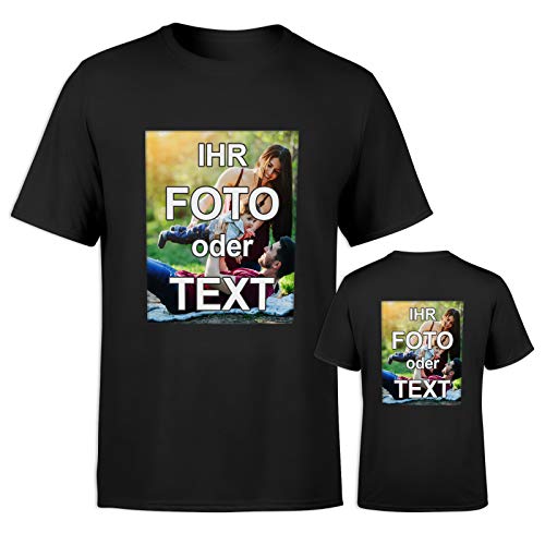 T-Shirt selbst gestalten * Schwarz in 3XL * wahlweise einseitig oder doppelseitig Bedruckt mit eigenem Foto Text Logo Name * ringgesponnene Baumwolle * viele Farben und Größen von PixiPrints.com