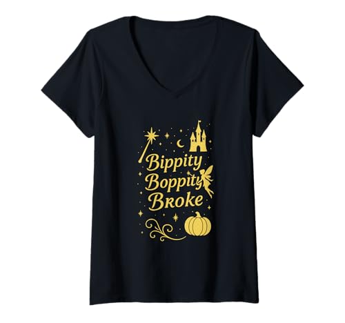 Damen Bippity Boppity Broke Skurriles Design Geschenk für Parkliebhaber T-Shirt mit V-Ausschnitt von Pixie Dust & Memories