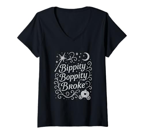 Damen Bippity Boppity Broke Skurriles Design Geschenk für Parkliebhaber T-Shirt mit V-Ausschnitt von Pixie Dust & Memories