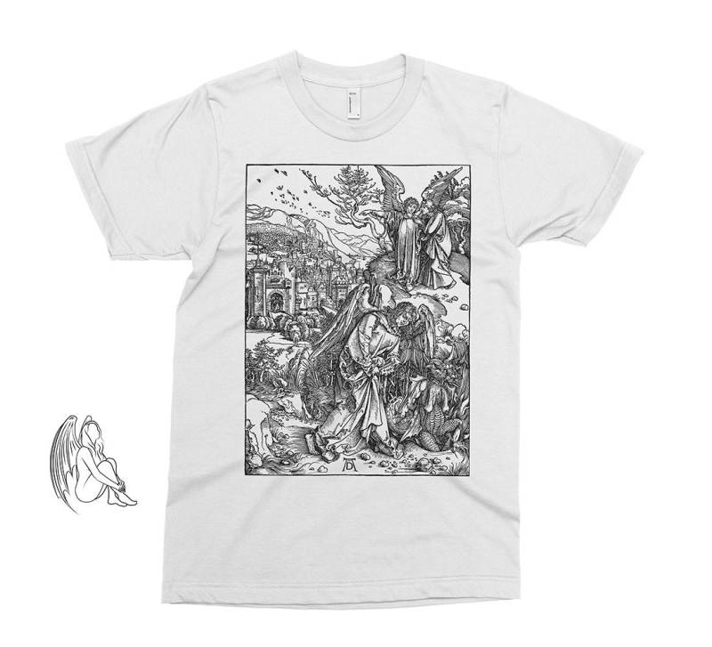 Engel Mit Dem Schlüssel - Apokalypse Albrecht Dürer T-Shirt, T-Shirt, Dürer, Kunst, Holzschnitt, Gravur, Dore, Süßes Geschenk von PixieApparelShop