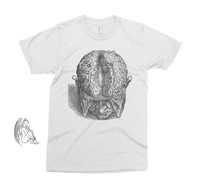 Geschälter Kopf - Andreas Vesalius T-Shirt, Gehirn, Medizin, Gravur, Anatomie, 16 von PixieApparelShop