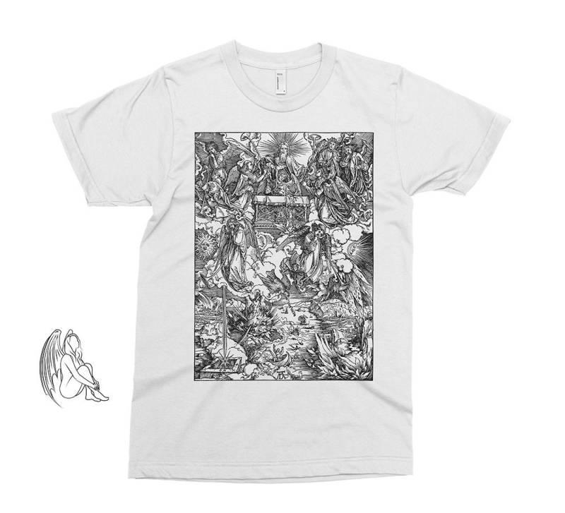 Trompeten Werden Den Engeln Gegeben - Apokalypse Albrecht Dürer T-Shirt, Dürer, Kunst, Holzschnitt, Gravur, Süßes Geschenk von PixieApparelShop