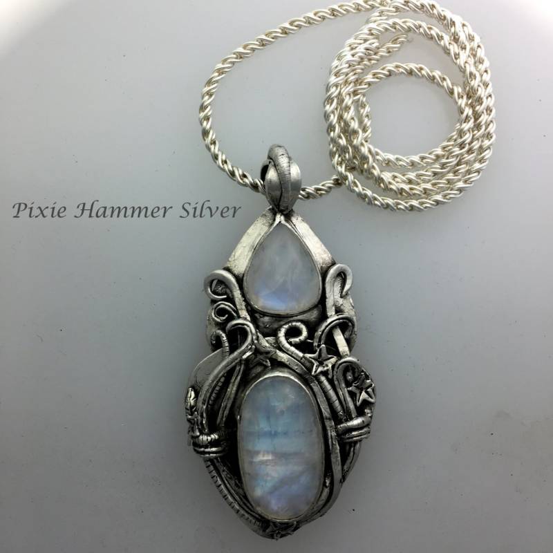 Atemberaubende Mondstein Und Sterling Silber Kette/Anhänger Ohrstecker - Erhältlich Einzeln Oder Zusammen von PixieHammerSilver