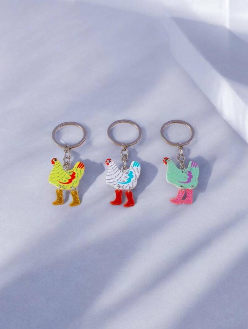 Chicken Keychain With Cowboy Boots - Fun Farm Animal Accessory, Unique Gift Handmade von PixiePopGifts
