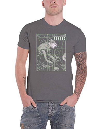 Pixies T Shirt Doolittle Monkey Grid Band Logo Nue offiziell Herren Charcoal M von Pixies