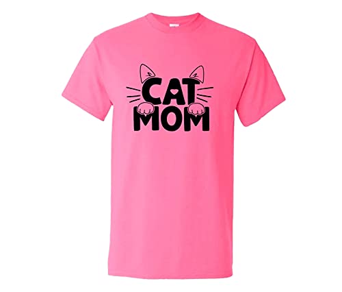 Damen T-Shirt Frauen Katze lustig Cat Mom Katzenmama Katzenfreund (rosa, XL) von Pixkids