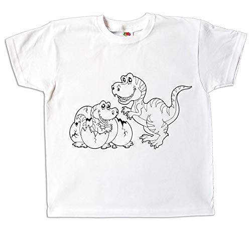 Kinder T-Shirt Dinosaurier zum bemalen mit Vordruck Kindergeburtstag Kindergarten … (116) von Pixkids